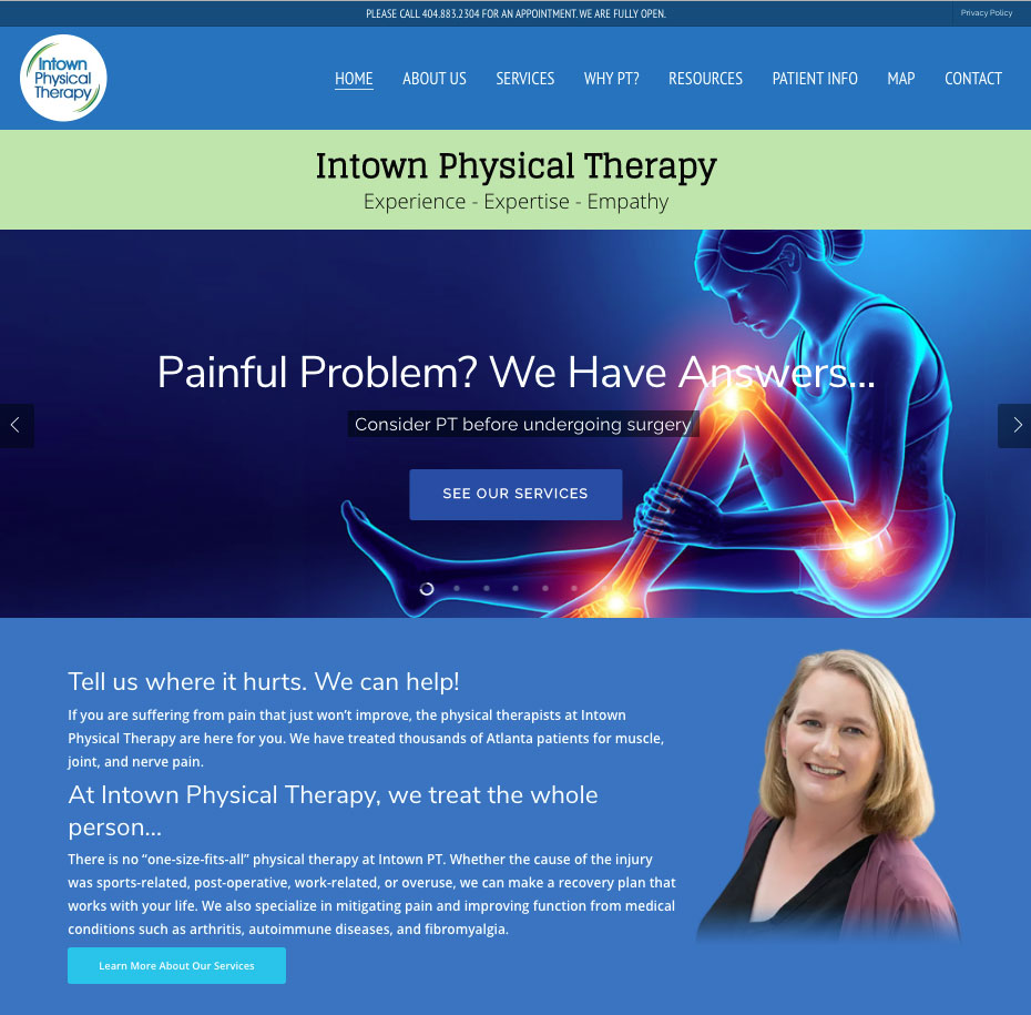 Intown Physical Therapy Website